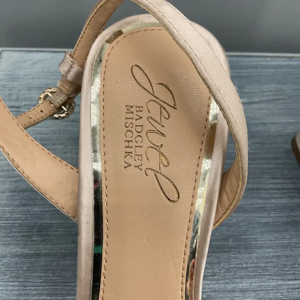 NEW Jewel by Badgley Mischka Women’s Danni Satin Sandals Beige Size 6